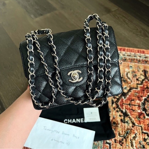 Chanel Classic Mini Square Caviar Black Flap Bag - Picture 5 of 10